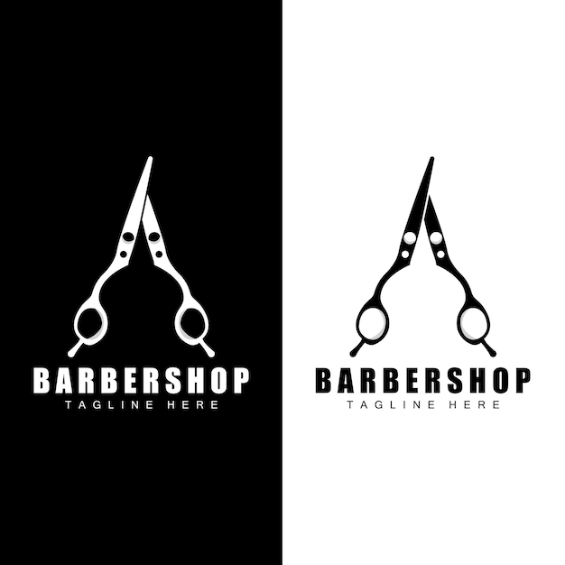 Scissors Logo Design Barbershop Shaver Vector Babershop Scissors Brand Illustration