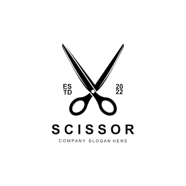 Scissors Logo Design Vector Illustration Cutting Tool Icon Sticker Banner And Barber Company Brand