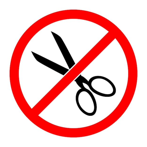 Scissors prohibition sign Vector illustration