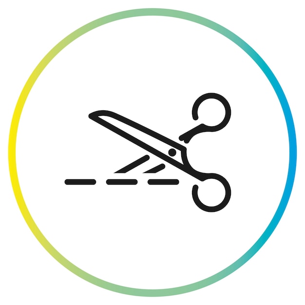 scissors with dotted line, vector icon