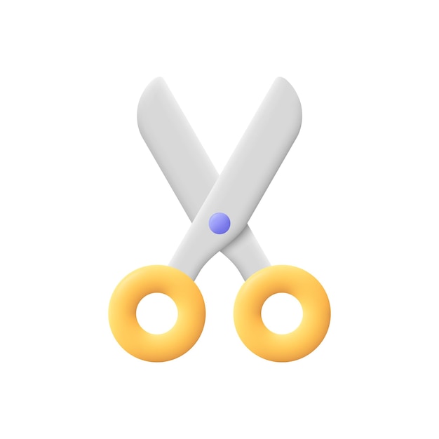 Scissors with handles Education medicine hairdressing supplies stationery 3d vector icon Carto