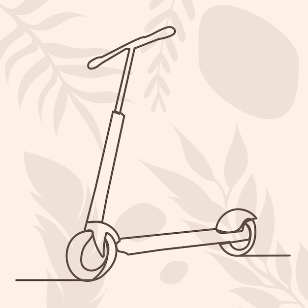 Scooter drawing by one continuous line vector