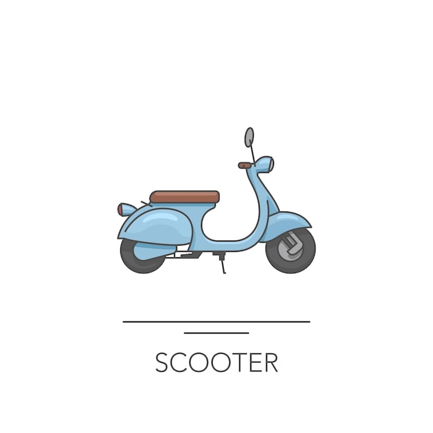 Scooter icon Outline colorful icon of scooter on white Vector illustration