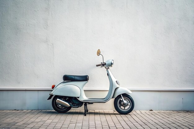 Vector a scooter is parked on a brick sidewalk