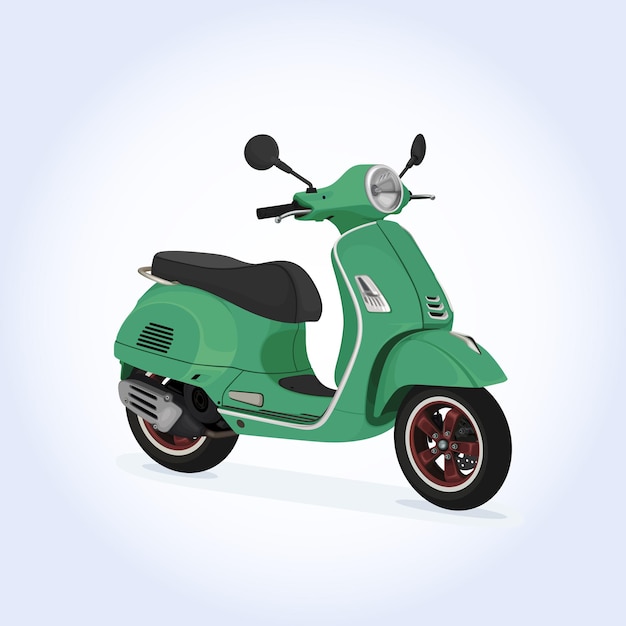 Scooter Matic Green Motorcycle Vector Illustration