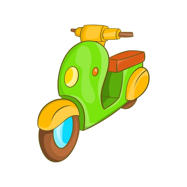 Scooter motorbike icon in cartoon style on a white background