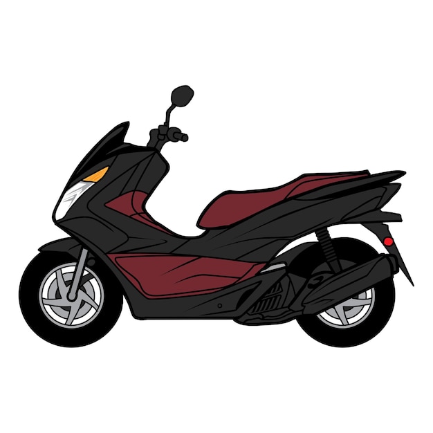 Scooter motorcycle Side View Cartoon