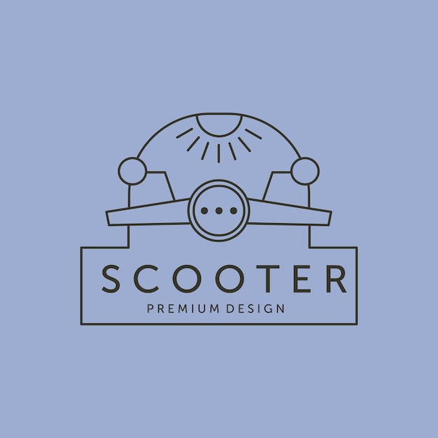 Scooter motorcycle and sunburst line art logo vector symbol illustration design