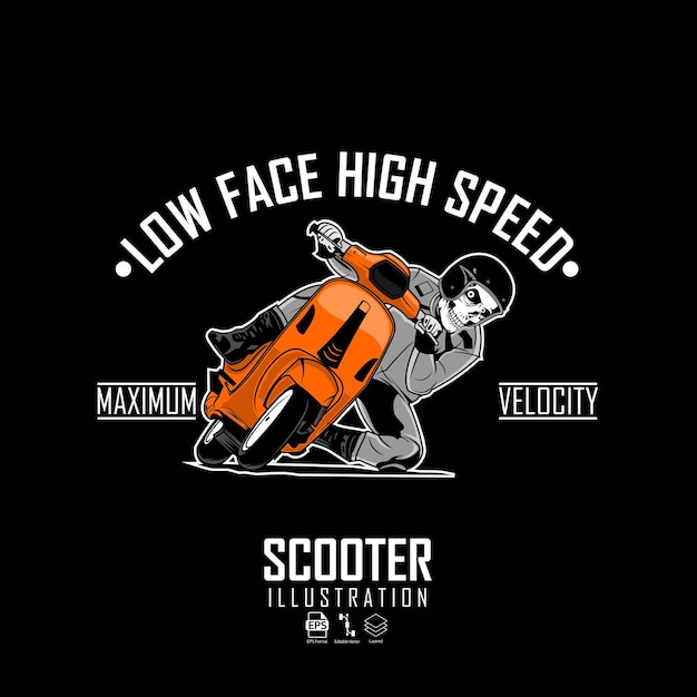 SCOOTER REBELION ILLUSTRATION WITH A BLACK BACKGROUND