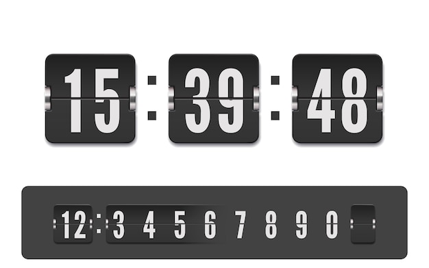 Scoreboard number font Vector modern ui design of retro time meter with numbers Old design score board clock template