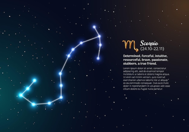 Scorpio zodiacal constellation with bright stars