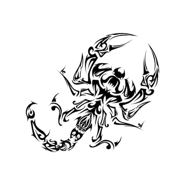 scorpion animal tribal tattoo black and white design