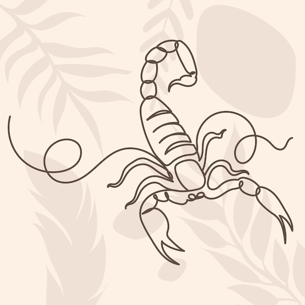 Scorpion drawing in one continuous line isolated vector