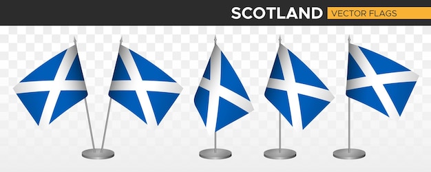 Scotland desk flags mockup 3d vector illustration table flag of scotland