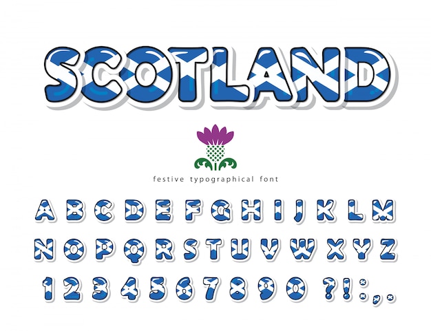 Scotland font. Scottish national flag colors.