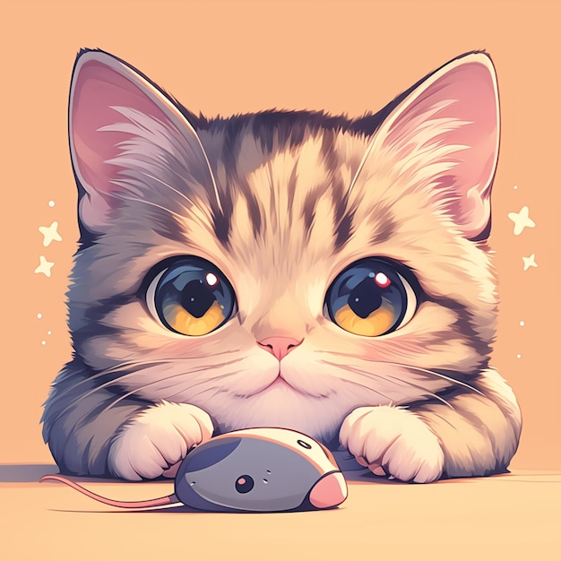 Scottish Fold Cat Playing with a Toy Mouse