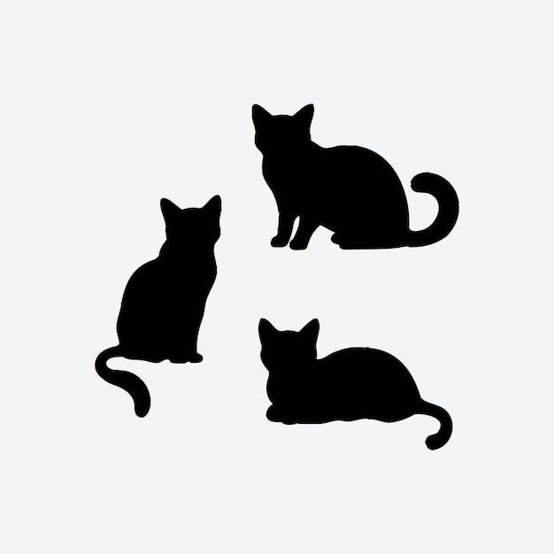 Scottish fold cat silhouette vector template illustration