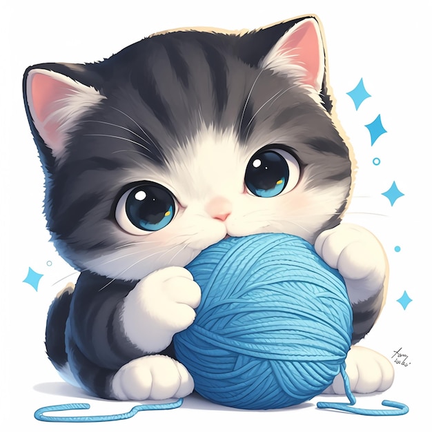 Scottish Fold Playing with a Ball of Yarn