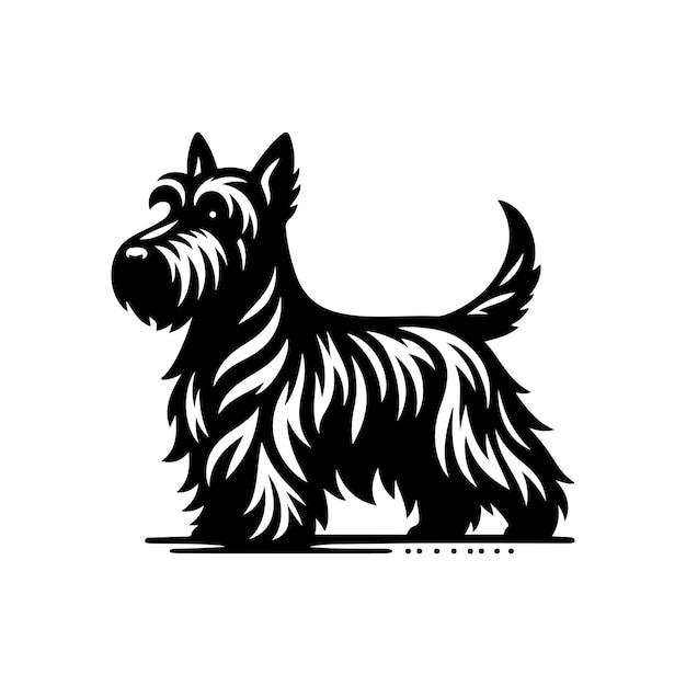 Vector scottish terrier vector silhouette illustration on white background