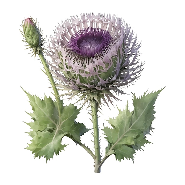 Vector scottish thistle onopordum acanthium old engraved vector flower