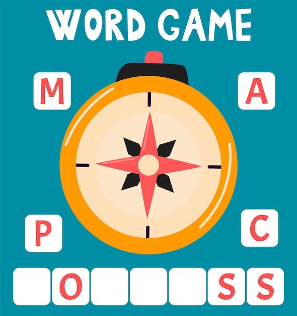 Scrabble word game that is arranged into words with text Pirates theme Compass