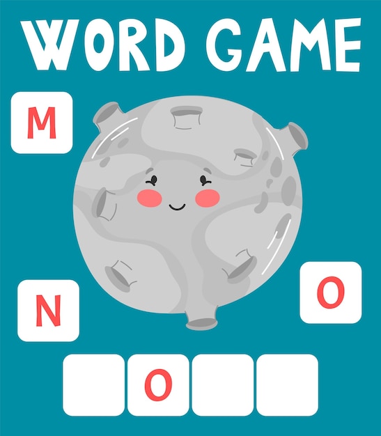 Scrabble word game that is arranged into words with text Space theme Moon