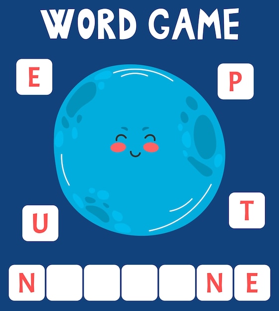 Scrabble word game that is arranged into words with text Space theme Neptune