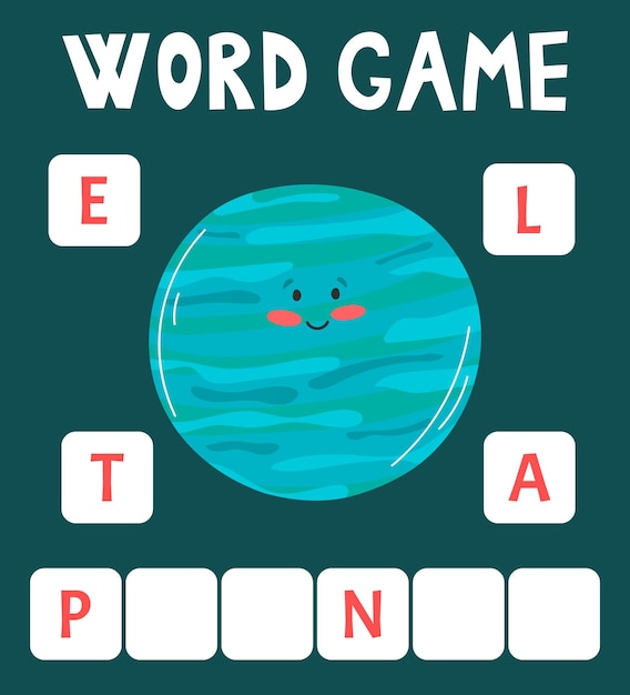 Scrabble word game that is arranged into words with text Space theme Planet