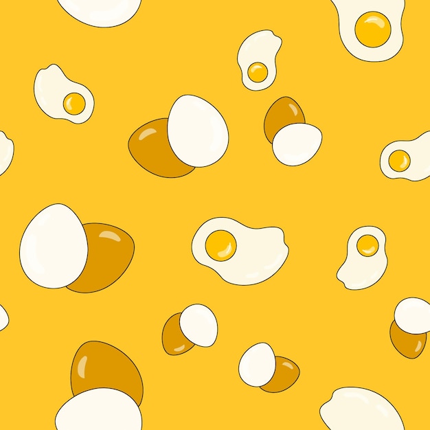 Scrambled eggs seamless pattern, Vector background from eggs for design.