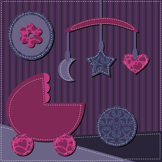 scrapbook illustration with baby cot