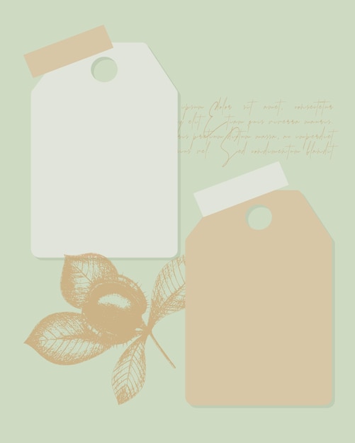 Scrapbooking collage template for note, to-do list, reminder, checklist, chestnut stamp hand drawing