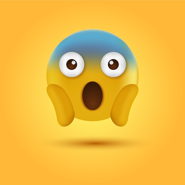 Vector screaming emoticon emoji with two hands holding the face or shocked emoji