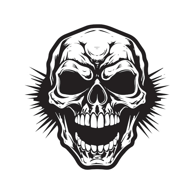 Screaming skull vector concept digital art hand drawn illustration