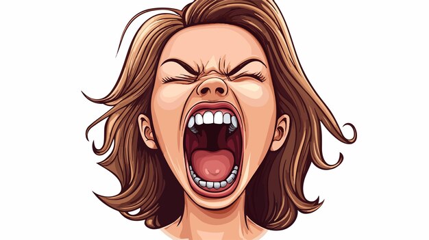 Vector screaming woman cartoon vector illustration