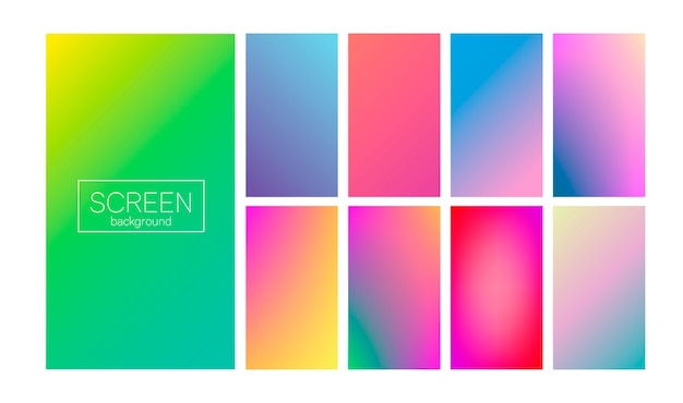 Screen gradient set with modern abstract backgrounds