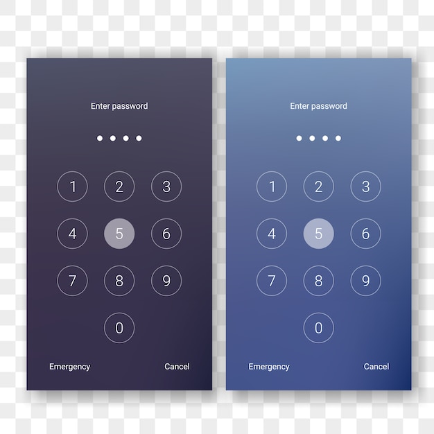 Screen lock unlock numeric password for smartphone display  template.