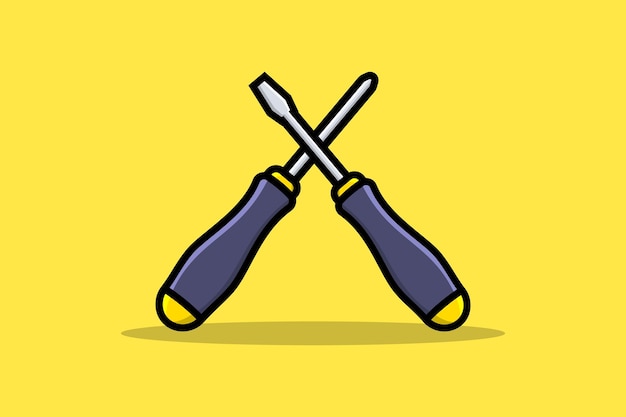 Screwdriver tool vector illustration. Working tools equipment objects icon concept.