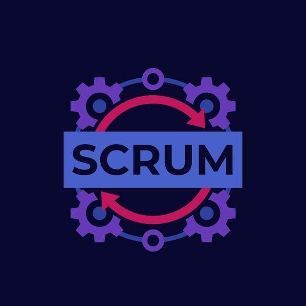 Scrum process development methodology vector icon on dark