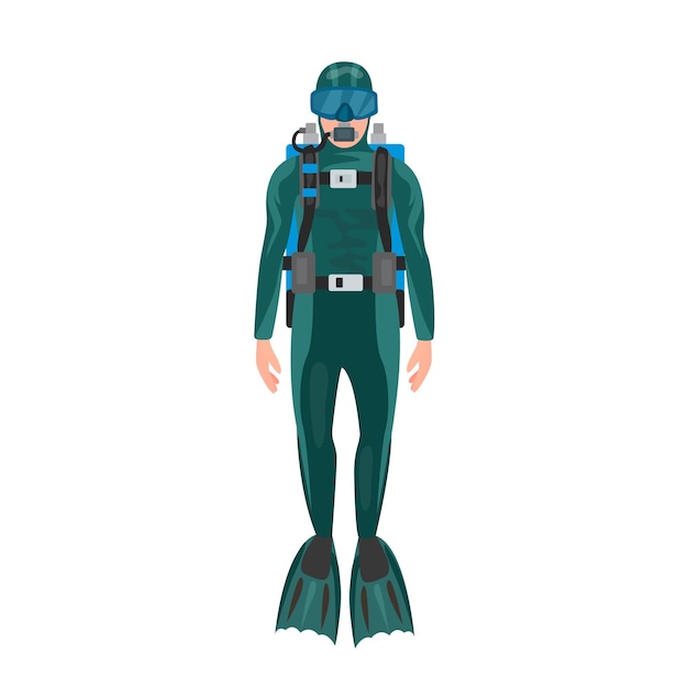 Scuba diver illustration in color cartoon style editable