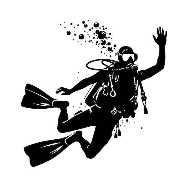 Scuba diver silhouettes diving silhouettes vector