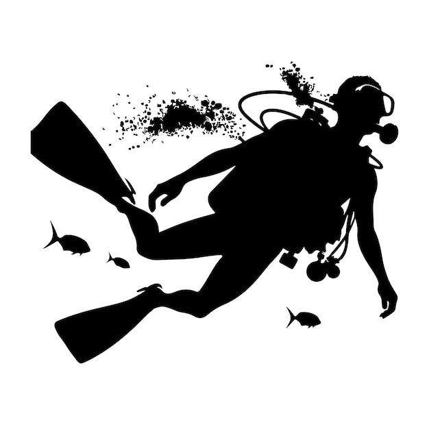 Scuba diver silhouettes diving silhouettes vector