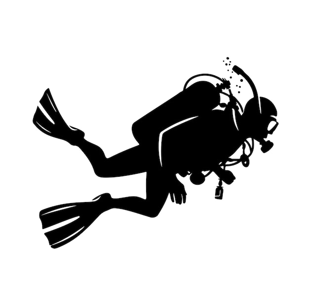 Scuba diving silhouettes vector illustration