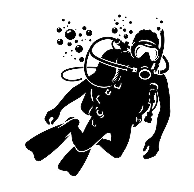 Scuba diving silhouettes vector illustration