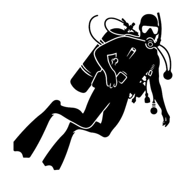 Scuba diving silhouettes vector illustration