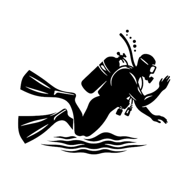 Scuba diving silhouettes vector illustration