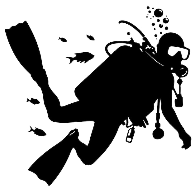 Scuba diving silhouettes vector illustration