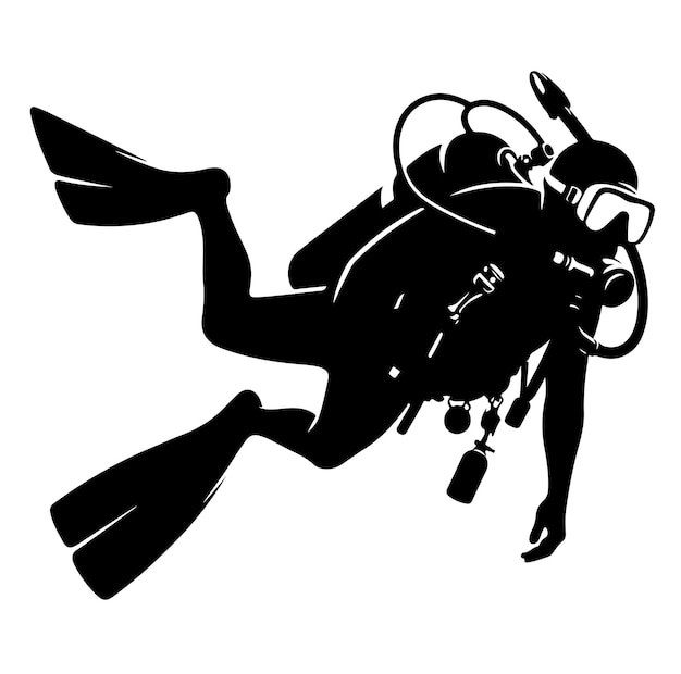 Scuba diving silhouettes vector illustration