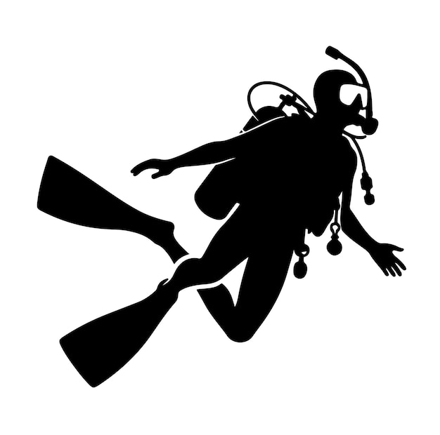 Vector scuba diving silhouettes vector illustration