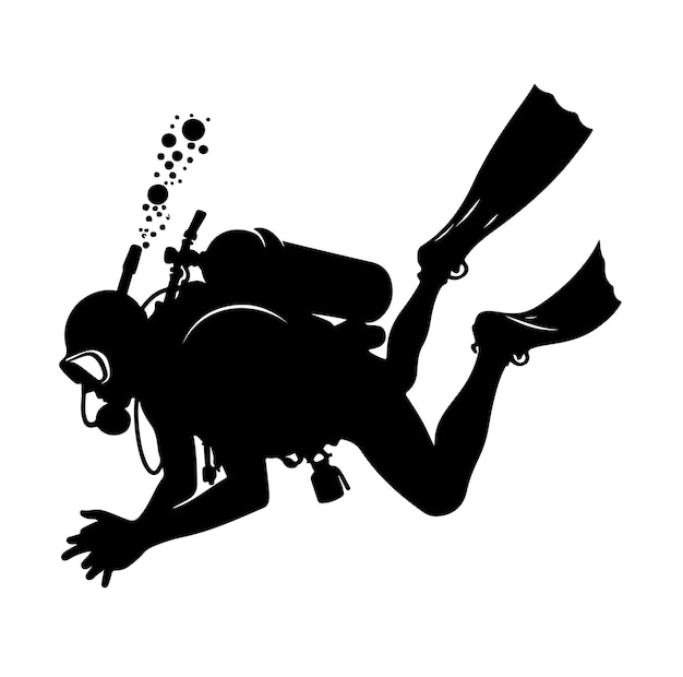 Vector scuba diving vector silhouette