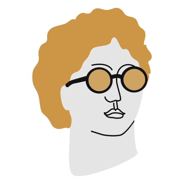 Sculpture from Greek mythology in one line David wearing sunglasses with a symbol of peace